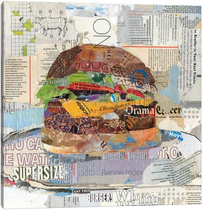 Eat This Burger Canvas Art Print - American Cuisine Art
