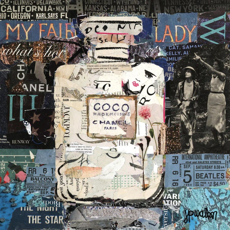 Framed Canvas Art - Coco Chanel by Jamie Pavlich-Walker ( Fashion > Hair & Beauty > Perfume Bottles art) - 26x26 in