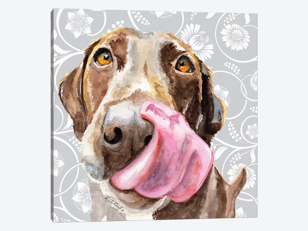 Chocolate Lab Licking Tongue 1-piece Canvas Art