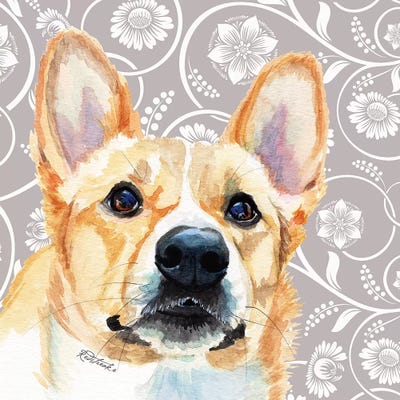 Corgie by Jennifer Redstreake metal wall art