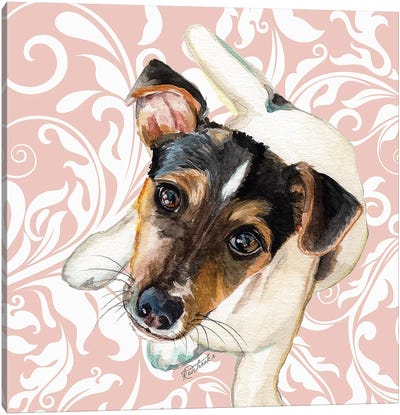 Jack Russell Terrier Canvas Art Print - Scroll Patterns