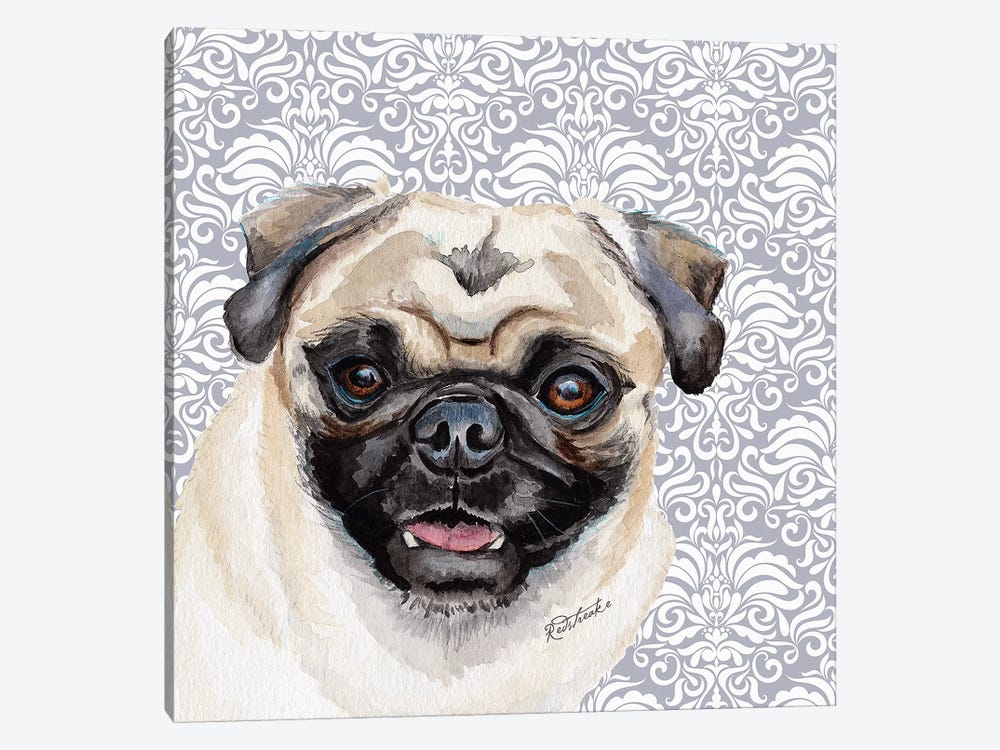Pug by Jennifer Redstreake 1-piece Canvas Print
