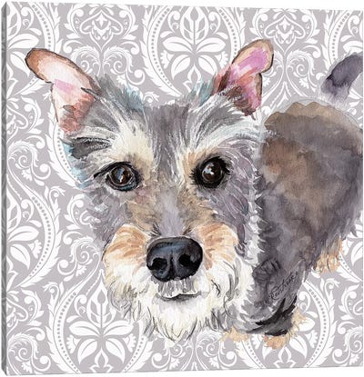 Scottish Terrier Canvas Art Print - Damask Patterns