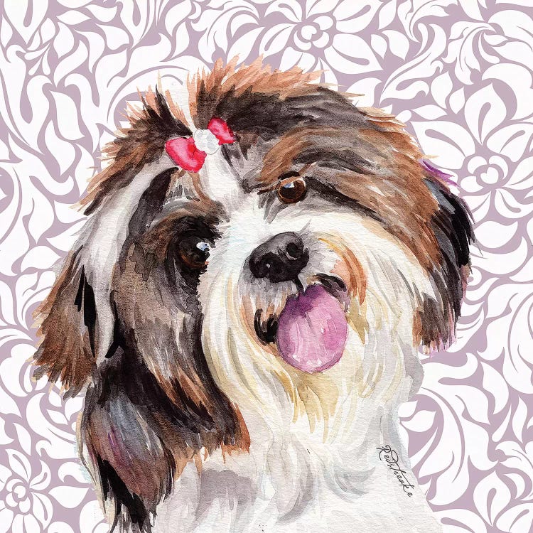 Shih Tzu With Bow by Jennifer Redstreake wall art