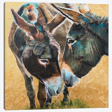 Donkey Friends Canvas Print #JRE137} by Jennifer Redstreake Canvas Art