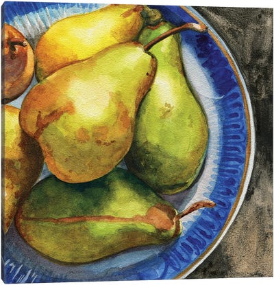 Parisian Pears Canvas Art Print - Intricate Watercolors