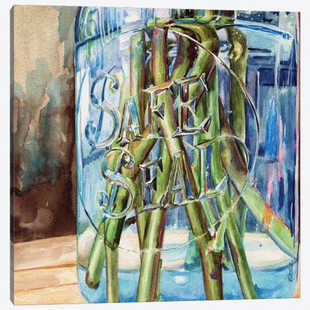 Safe Seal Jar With Stems Canvas Print #JRE145} by Jennifer Redstreake Canvas Art Print
