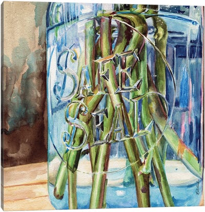 Safe Seal Jar With Stems Canvas Art Print - Jennifer Redstreake