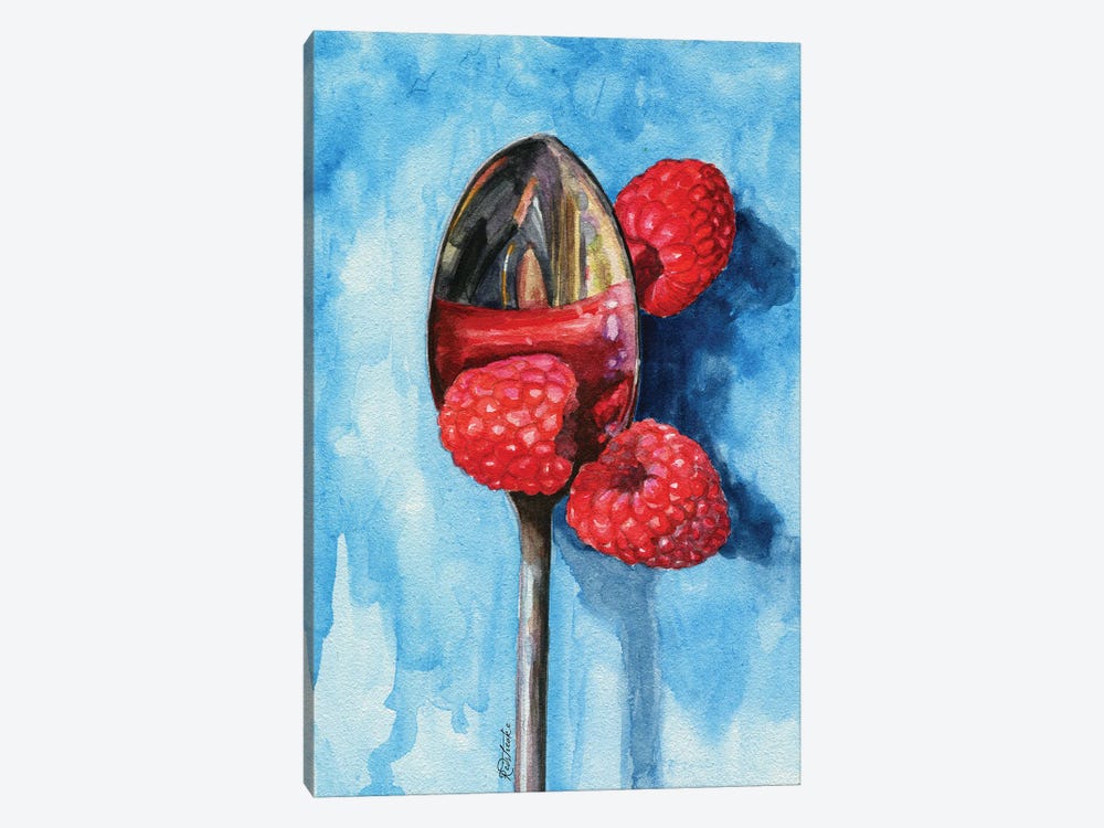 Spoon With Raspberries by Jennifer Redstreake 1-piece Canvas Art