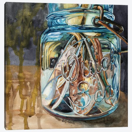 Jar With Antique Spoons Canvas Print #JRE152} by Jennifer Redstreake Canvas Art Print