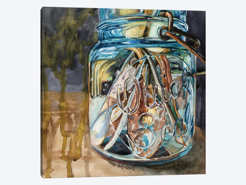 Jar With Antique Spoons by Jennifer Redstreake 1-piece Canvas Print