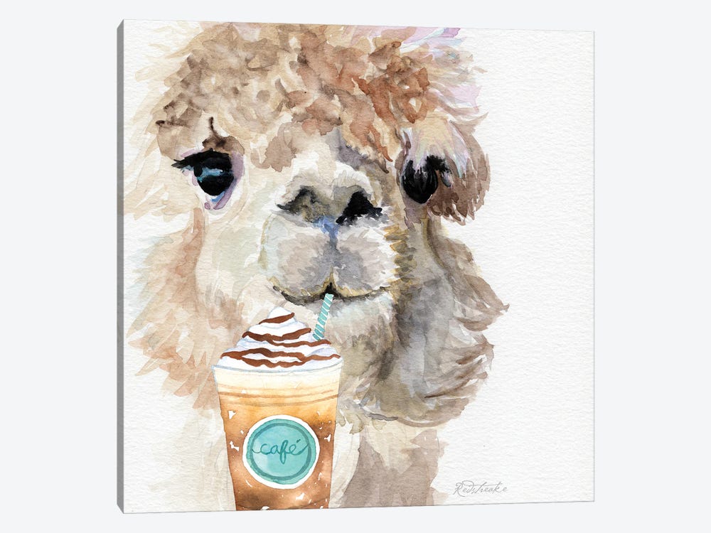 Alpaca With Coffee I by Jennifer Redstreake 1-piece Canvas Art