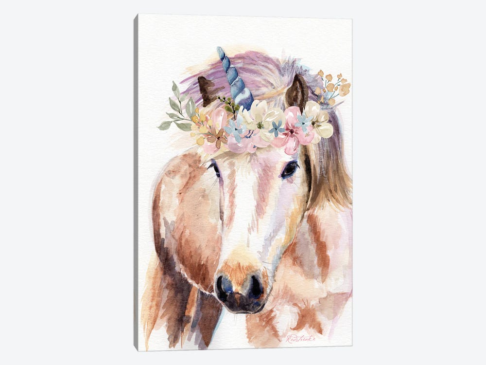 Unicorn With Flowers by Jennifer Redstreake 1-piece Art Print