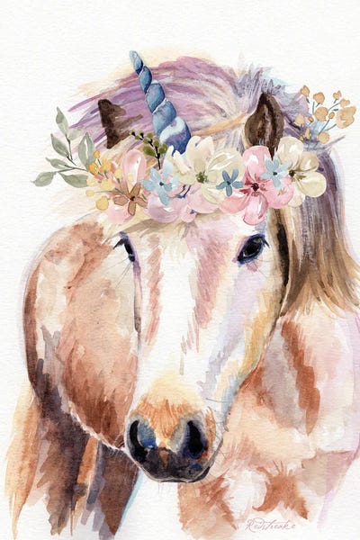 Jennifer Redstreake: Unicorn With Flowers by Jennifer Redstreake