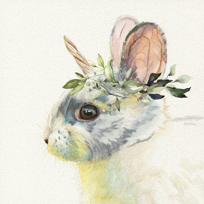 Mythical Woodland Bunny by Jennifer Redstreake metal wall art