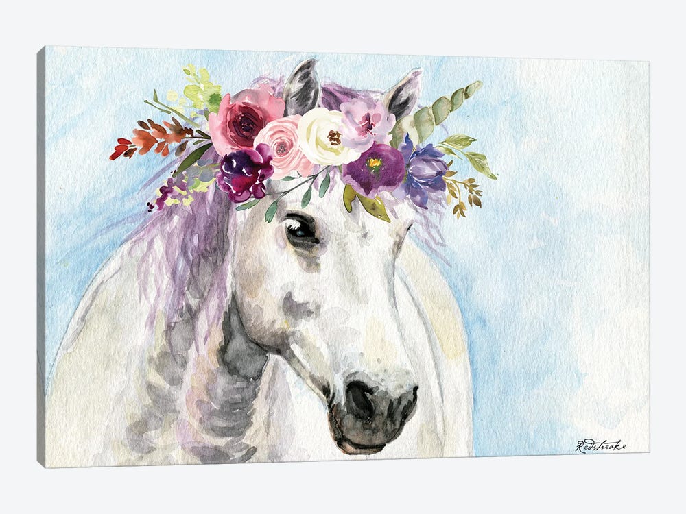 Unicorn With Flowers II by Jennifer Redstreake 1-piece Art Print