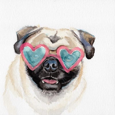 Pug Love by Jennifer Redstreake framed wall art