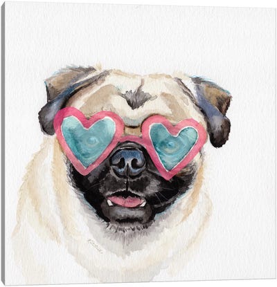 Pug Love Canvas Art Print - Jennifer Redstreake