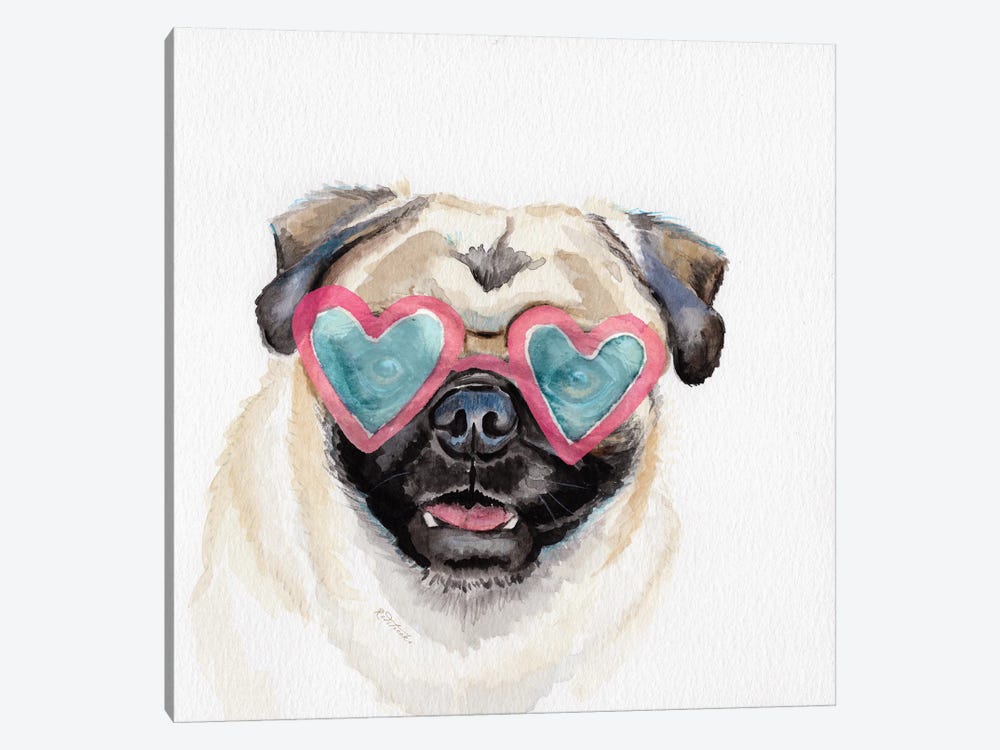 Pug Love by Jennifer Redstreake 1-piece Canvas Art