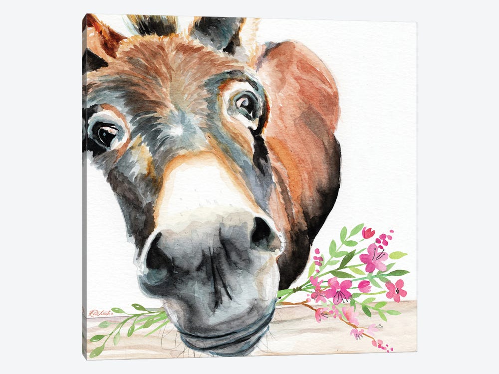 Donkey With Flowers by Jennifer Redstreake 1-piece Art Print