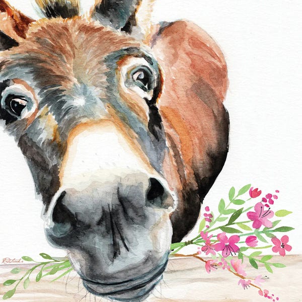 Donkeys: Donkey With Flowers by Jennifer Redstreake