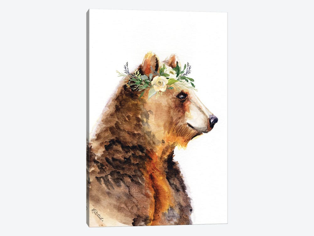 Bear With Flowers by Jennifer Redstreake 1-piece Canvas Artwork