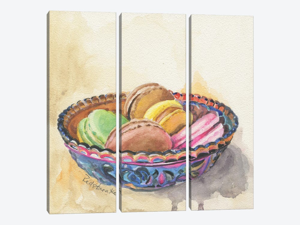 Macarons In Carnival Glass Bowl by Jennifer Redstreake 3-piece Art Print