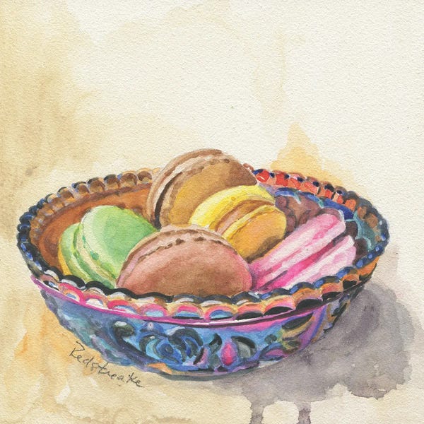 Jennifer Redstreake: Macarons In Carnival Glass Bowl by Jennifer Redstreake