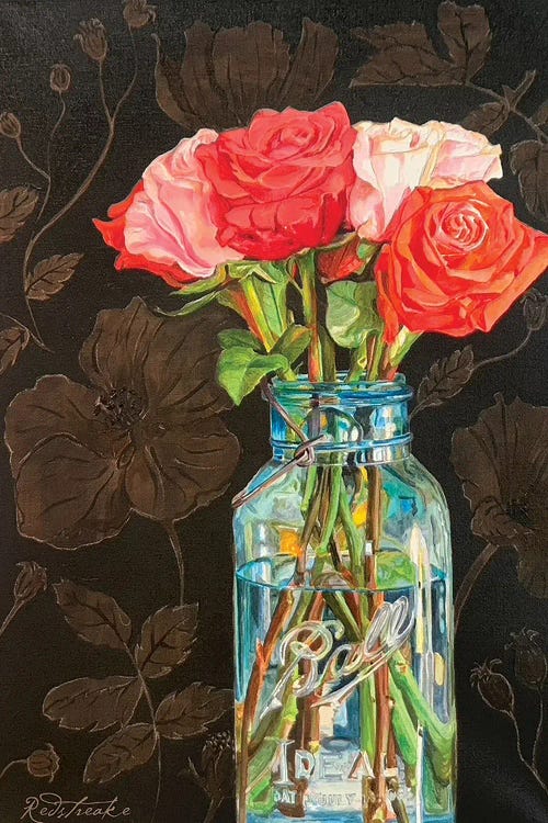 Roses In Ball Jar