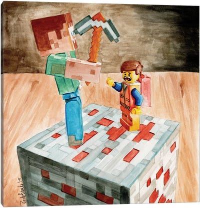 Meeting Of The Builders Canvas Art Print - Lego