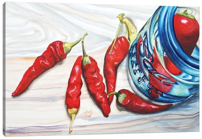 Red Chili Sand Turquoise Canvas Art Print - Intricate Watercolors