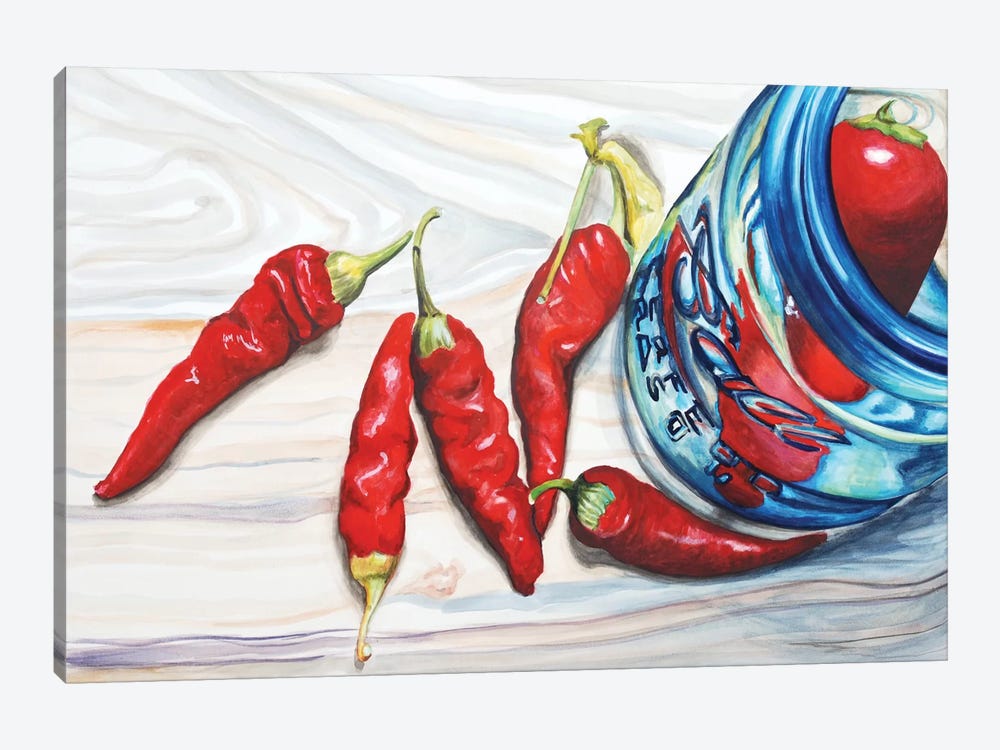 Red Chili Sand Turquoise by Jennifer Redstreake 1-piece Canvas Artwork