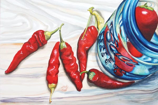 Intricate Watercolors: Red Chili Sand Turquoise by Jennifer Redstreake