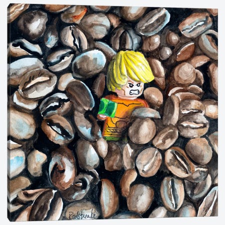The Great Coffee Bean Escape Canvas Print #JRE32} by Jennifer Redstreake Canvas Art