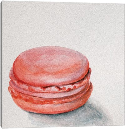Raspberry Macaron Canvas Art Print - Sweet Treats