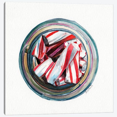 Ball Jar Candy Cane Sticks Canvas Print #JRE63} by Jennifer Redstreake Canvas Art Print