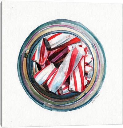 Ball Jar Candy Cane Sticks Canvas Art Print - Warm & Whimsical