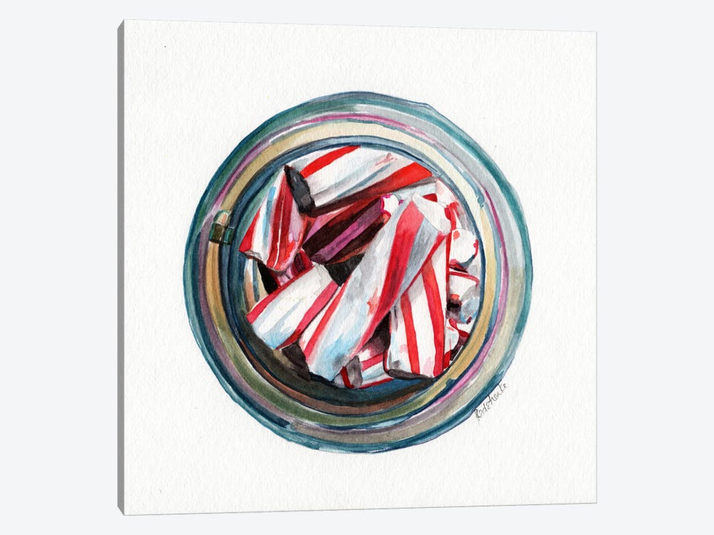 Ball Jar Candy Cane Sticks by Jennifer Redstreake 1-piece Canvas Artwork
