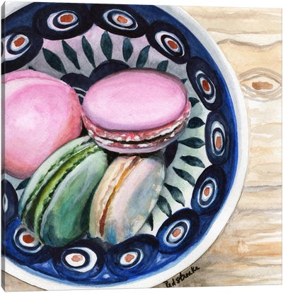 Macarons In A Bowl Canvas Art Print - Cookie Art