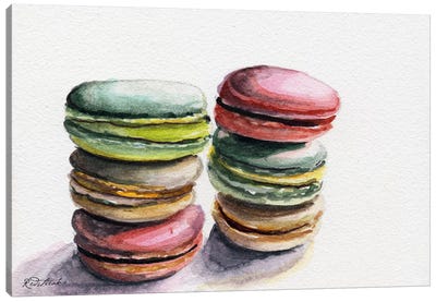 Six Macarons Stacked Canvas Art Print - Jennifer Redstreake