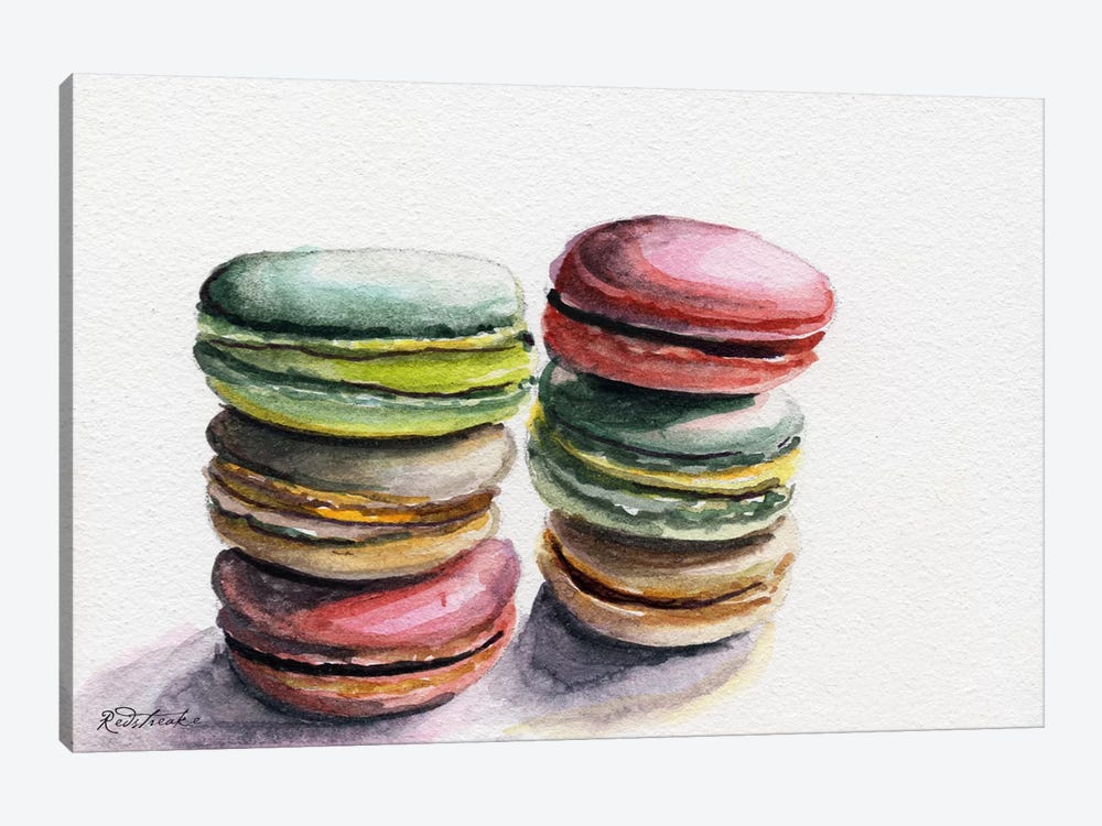 Six Macarons Stacked by Jennifer Redstreake 1-piece Canvas Art