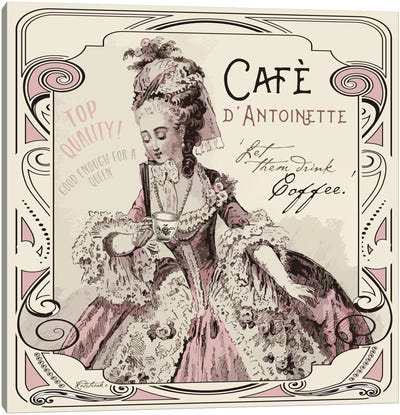 Vintage Collage: Café d'Antoinette Canvas Art Print - Coffee Art