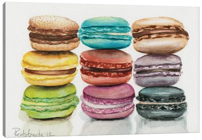 9 Macarons Canvas Art Print - Food Art