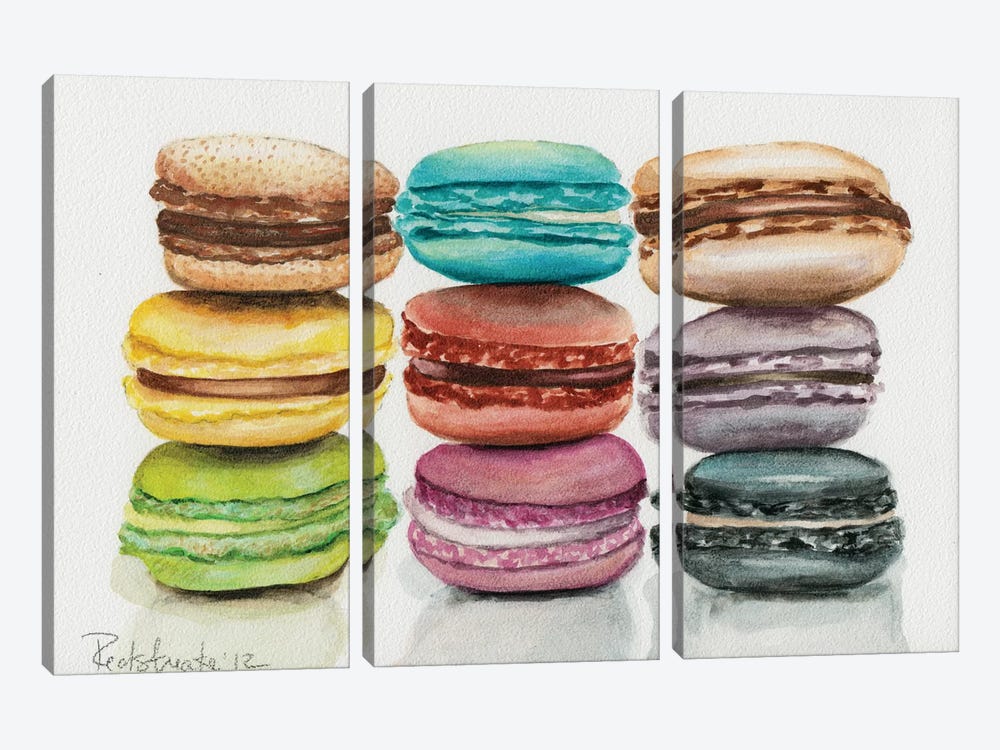 9 Macarons by Jennifer Redstreake 3-piece Canvas Art Print