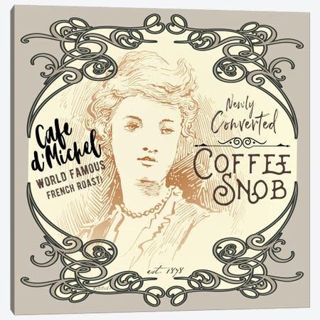 Vintage Collage: Coffee Snob Canvas Print #JRE90} by Jennifer Redstreake Canvas Art