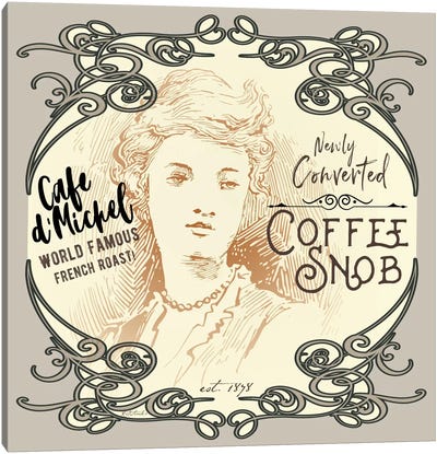 Vintage Collage: Coffee Snob Canvas Art Print - Jennifer Redstreake