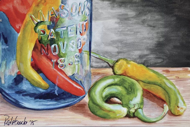 1858 Chili Peppers by Jennifer Redstreake wall art