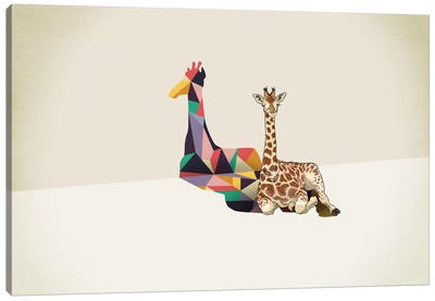 Walking Shadow Giraffe Canvas Art Print - Kids' Space