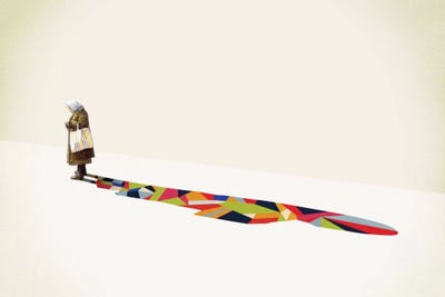 Walking Shadow Old Lady by Jason Ratliff framed canvas print