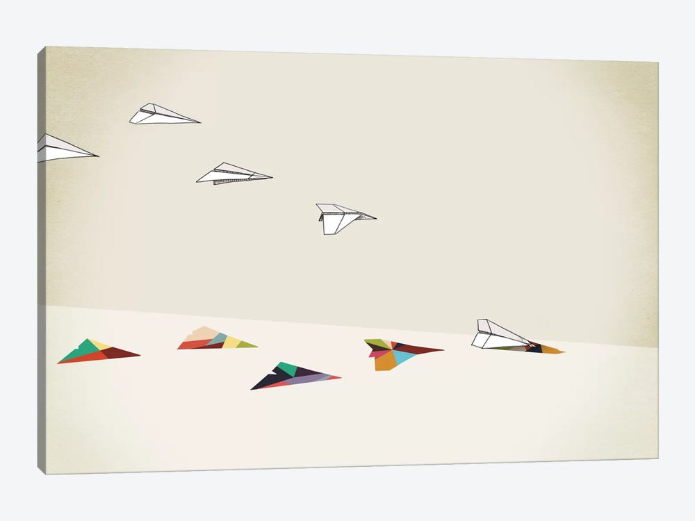 Walking Shadow Paper Planes by Jason Ratliff 1-piece Canvas Art